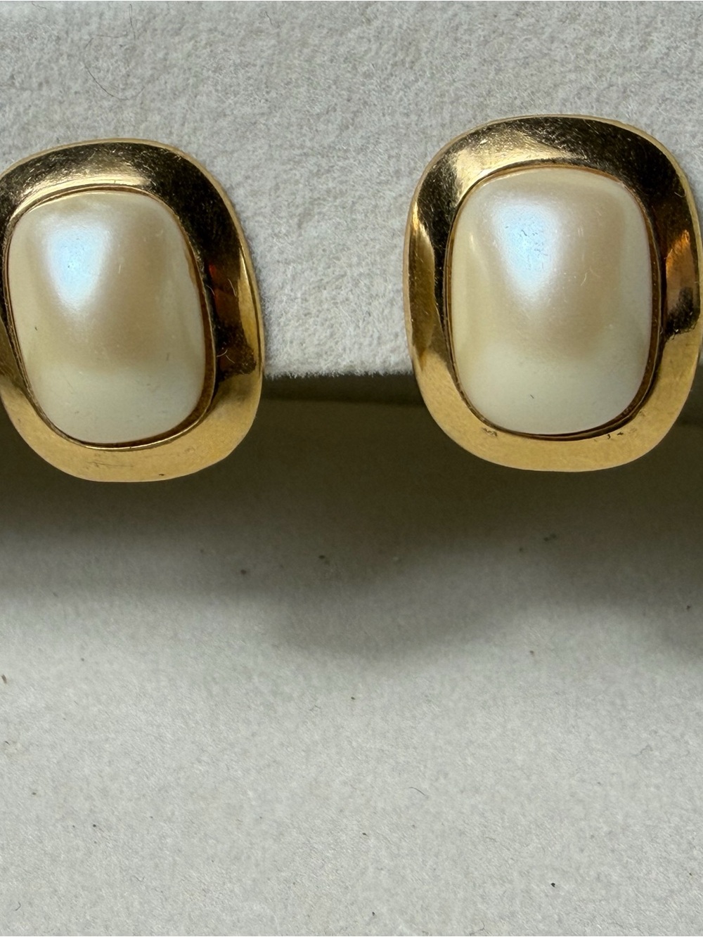 Richelieu Gold-Tone Clip-On Earrings with Cream Pearl Cabochons